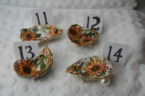 Oyster Trinket Dish (Fall Sunflowers)